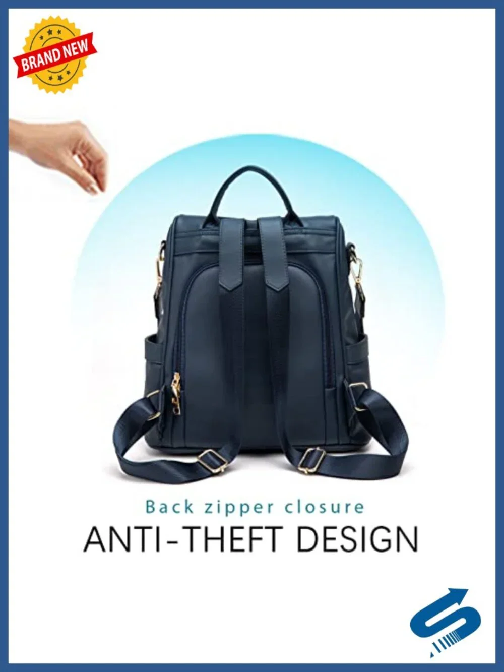 Women PU Leather Anti-theft Backpack Purse 3-in-1 Tote Shoulder Bag